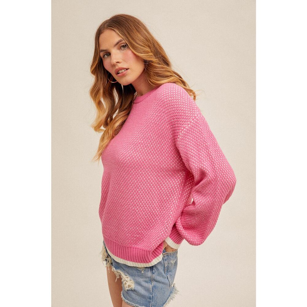 Crew Neck Oversized Bubble Sleeve Sweater - Picture 2 of 4